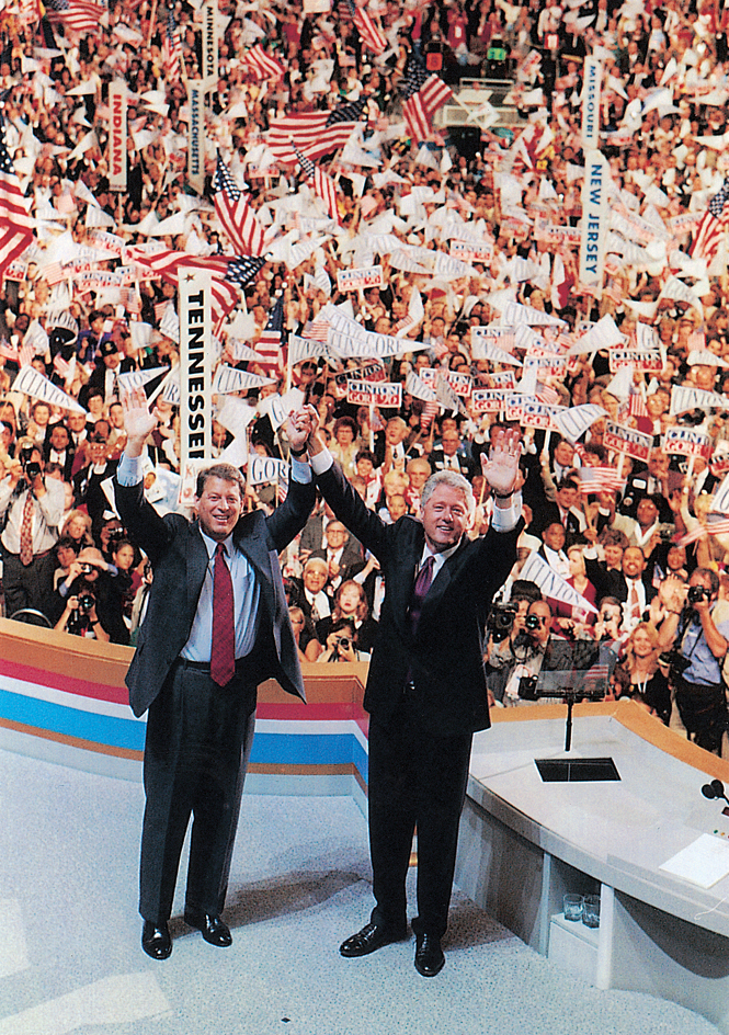 Running mates Bill Clinton and Al Gore