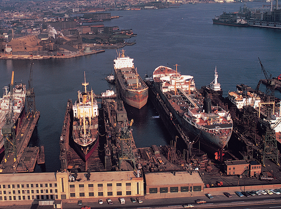 Ships dock in Baltimore harbor