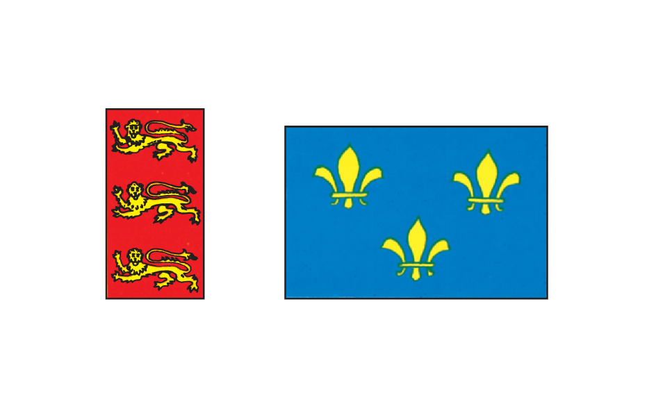 English and French flags