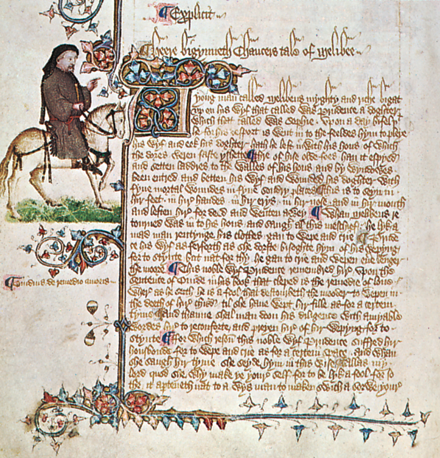 Portrait of Chaucer in the Ellesmere manuscript