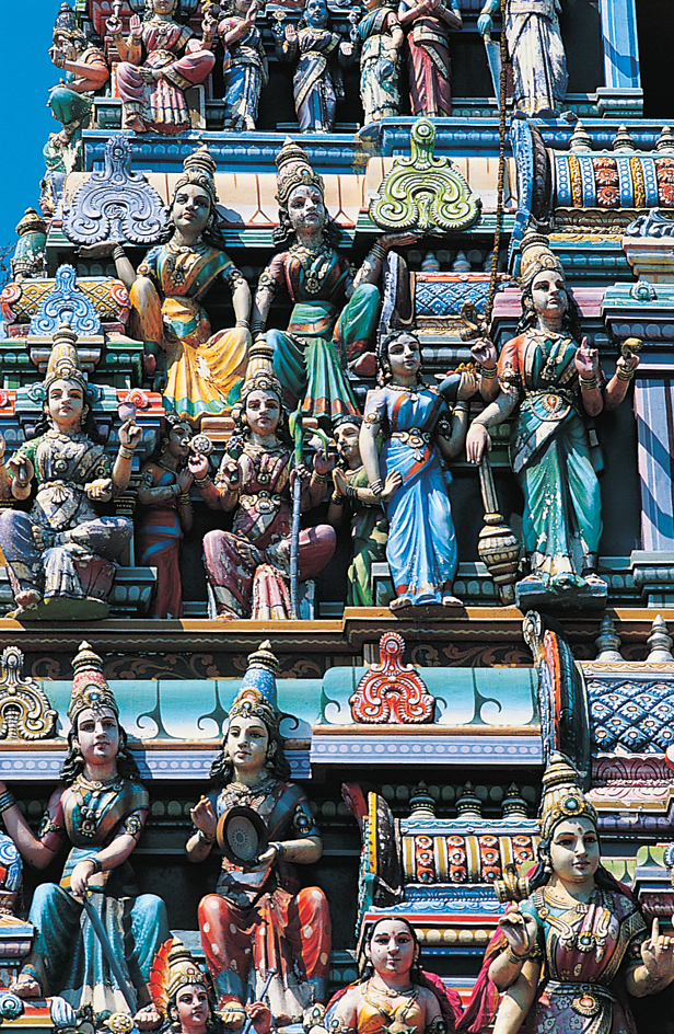 Colorful statues of Hindu divinities