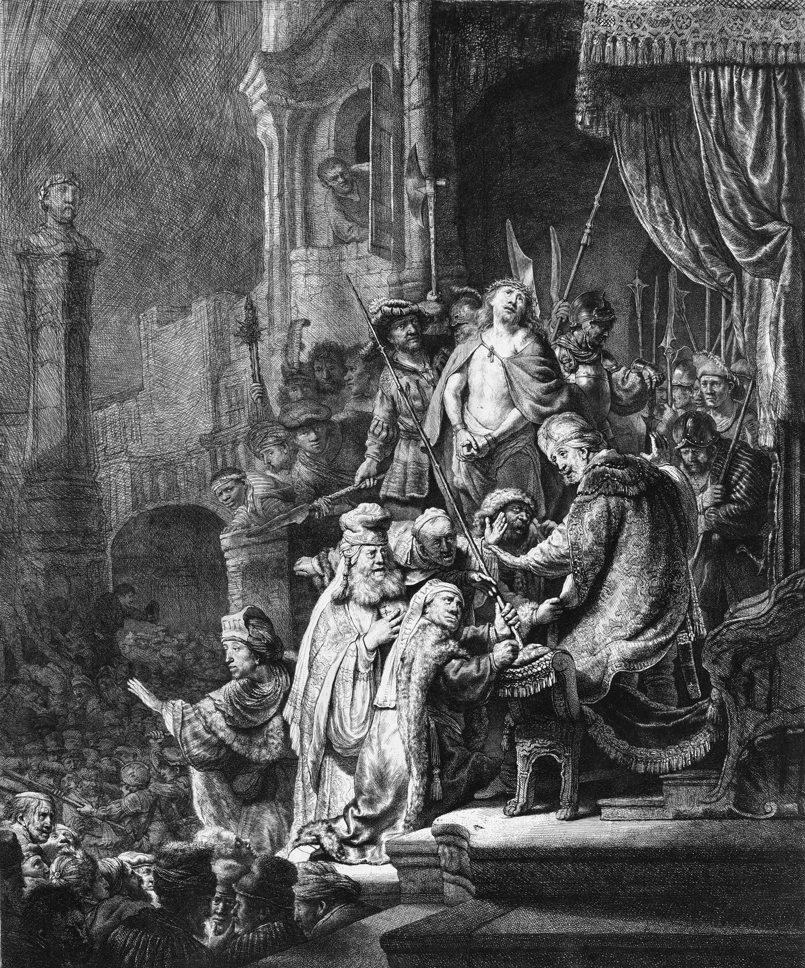 Rembrandt's etching Christ before Pilate