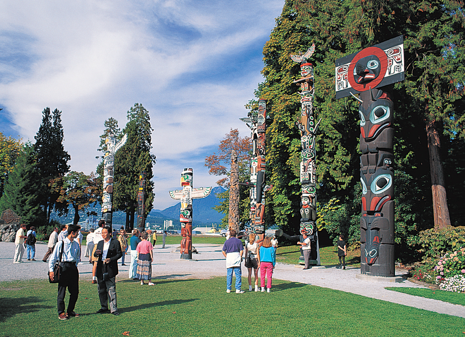 Colorful totem poles