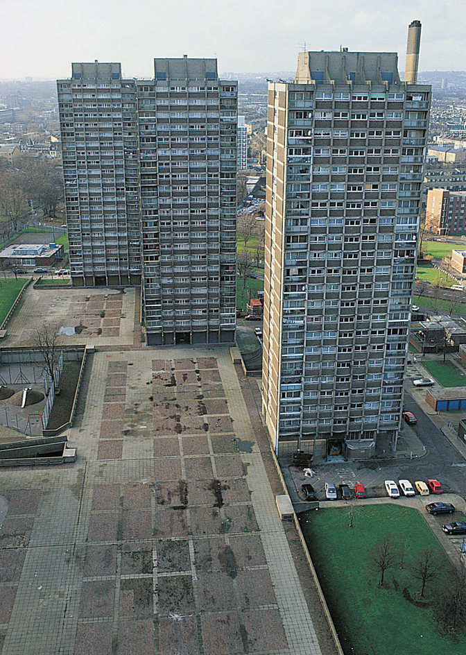 Run-down apartment buildings