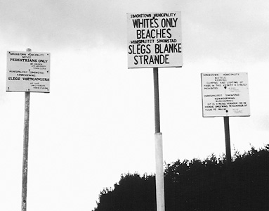 Signs for white-only beach in South Africa