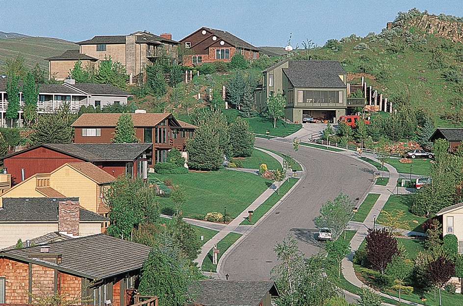 Suburban street in the United States