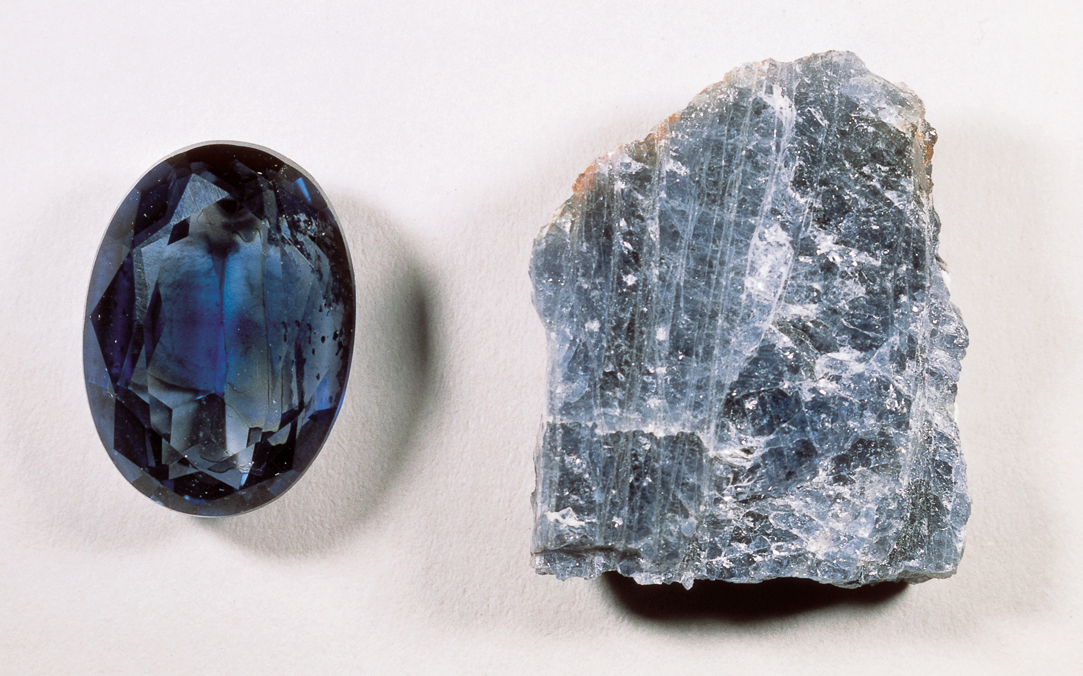 Sapphire, cut and raw