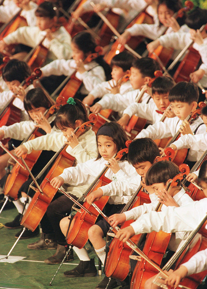 The Suzuki method teaches young children to play musical instruments