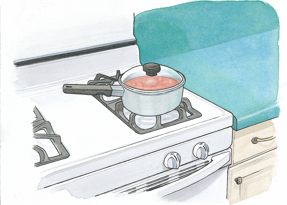 Turn pot handles toward back of the stove