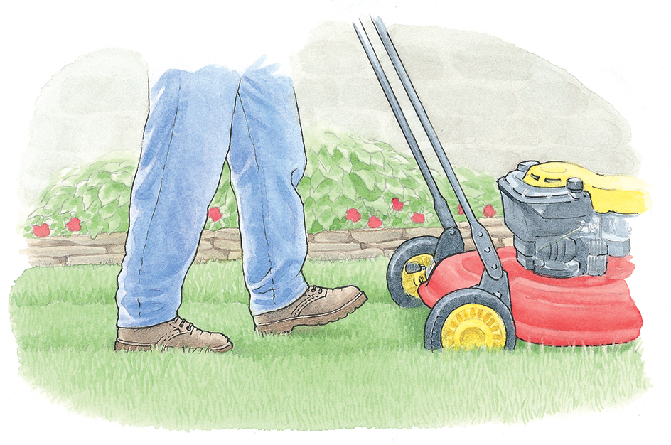 Wear shoes while mowing the lawn