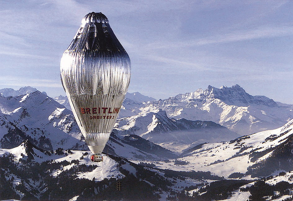 Breitling Orbiter 3 flying over the Swiss Alps