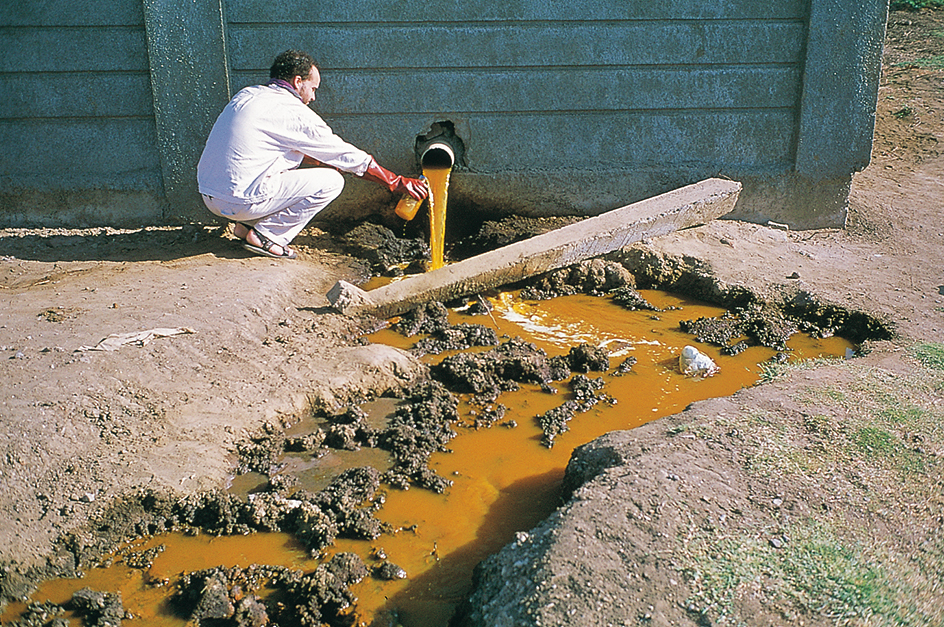 Scientist collects water samples