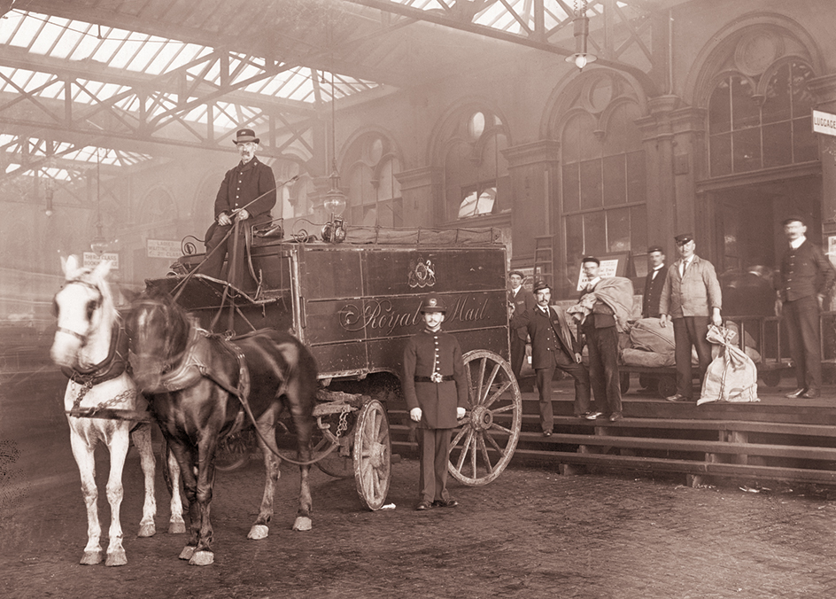 Stagecoach delivering mail