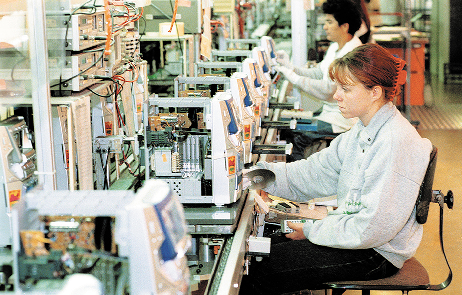 Technicians assemble computers