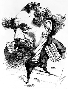 Caricature of Charles Dickens by Andre Gill