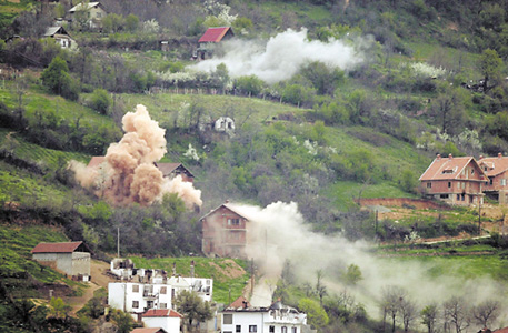 Houses above Tetovo burn