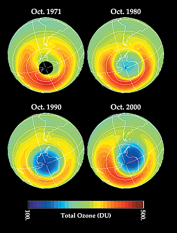 Ozone hole over Antarctica