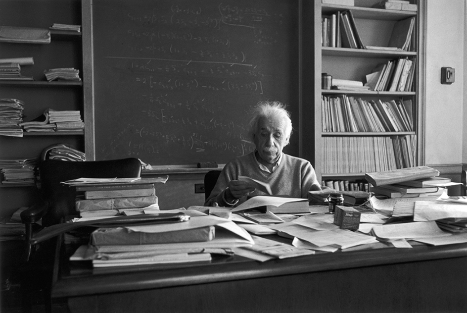 Einstein in his office at Princeton