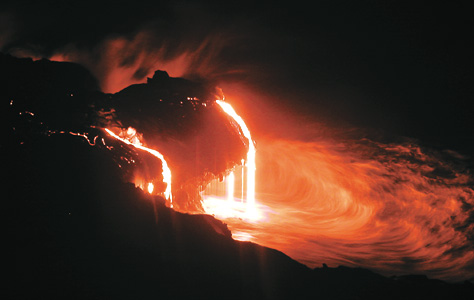 Flowing lava