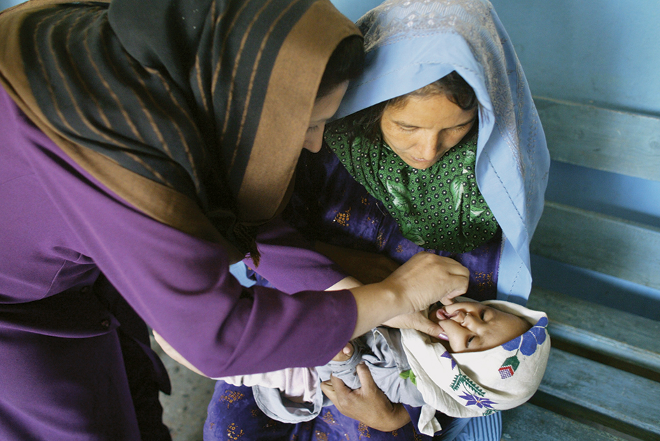 Child receives polio vaccination