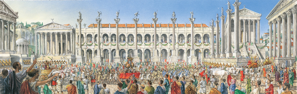 Triumphal procession through the Roman Forum