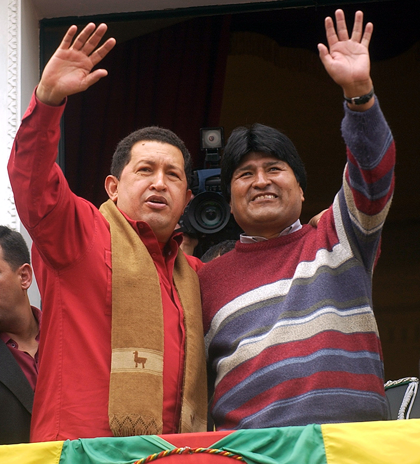 Evo Morales (right) and Hugo Chávez