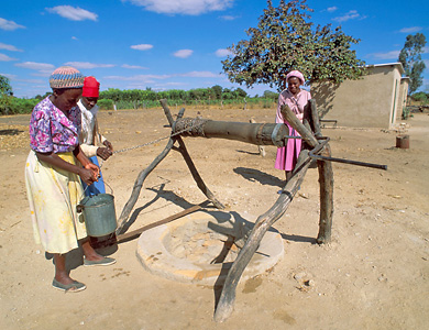 Women using a windlass