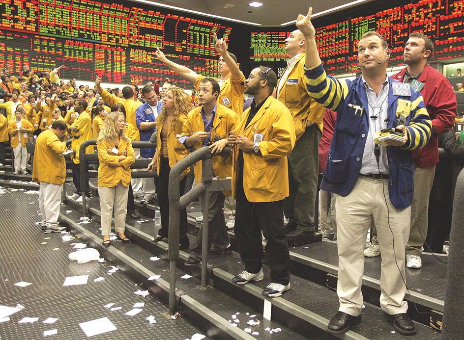 Traders at the Chicago Mercantile Exchange