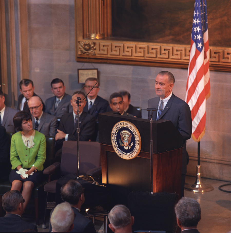 Lyndon Johnson signing the Voting Rights Act