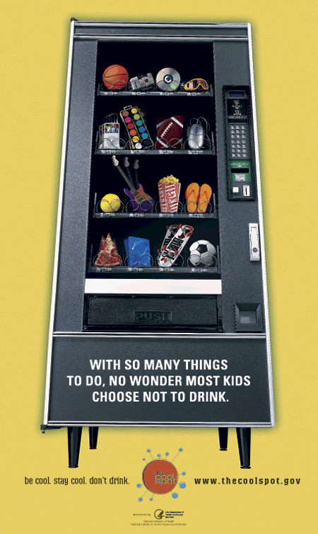 Poster to discourage underage drinking of alcohol