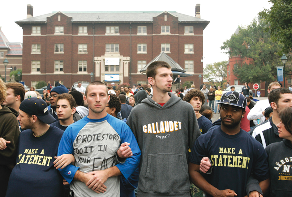 Gallaudet University students in a protest