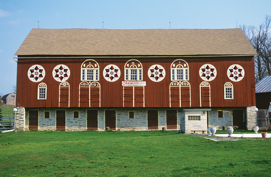 Amish hex signs on a barn