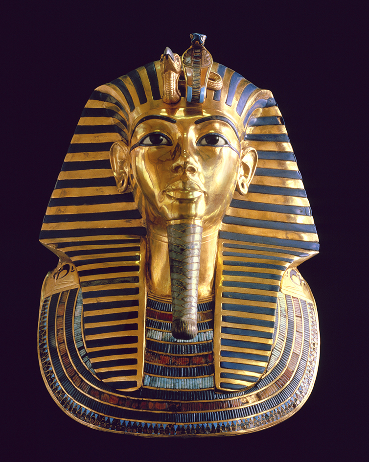 Gold mask on Tutankhamun's mummy