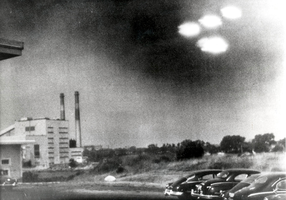 Photograph showing UFOs