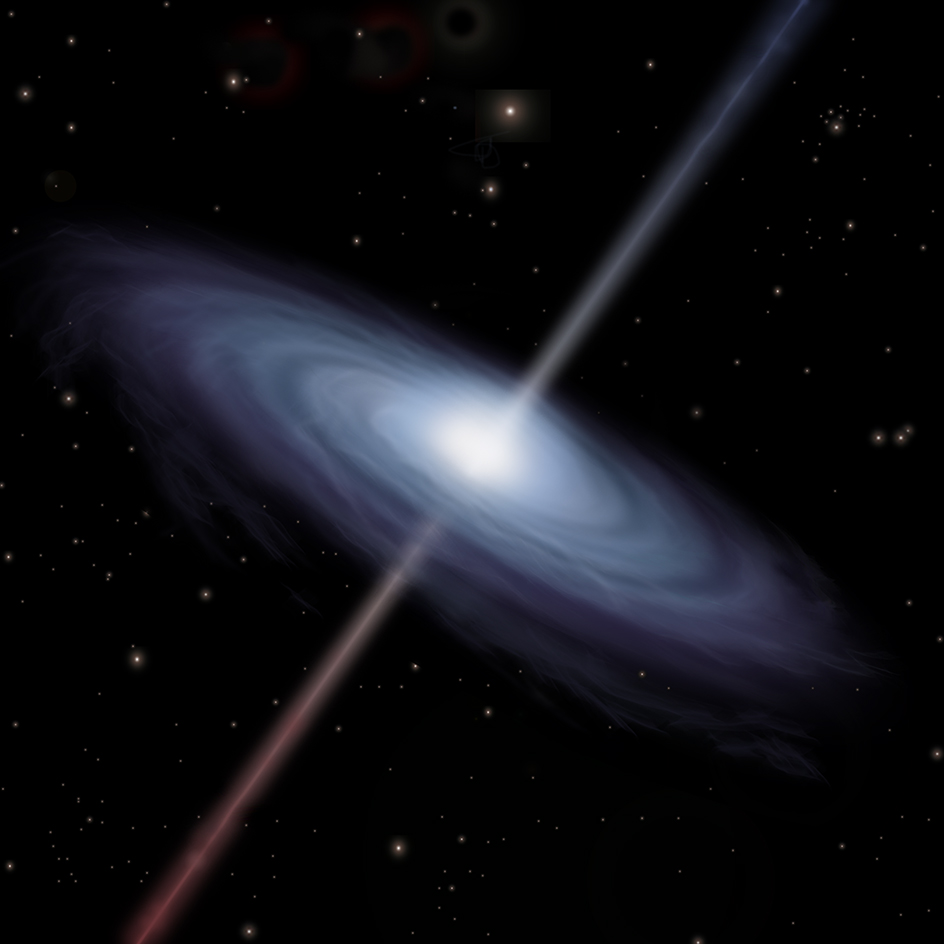 An artist's conception of a black hole at the center of a galaxy