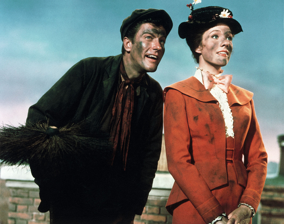 Dick Van Dyke and Julie Andrews in the musical film Mary Poppins