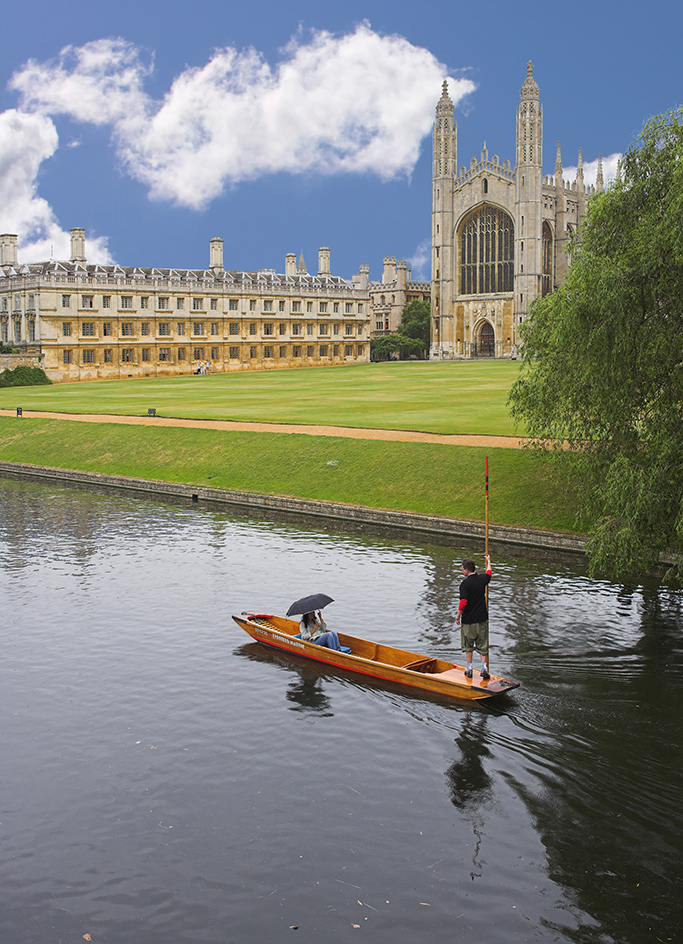 Clare College Old Court (left) and King's College Chapel at Cambridge University