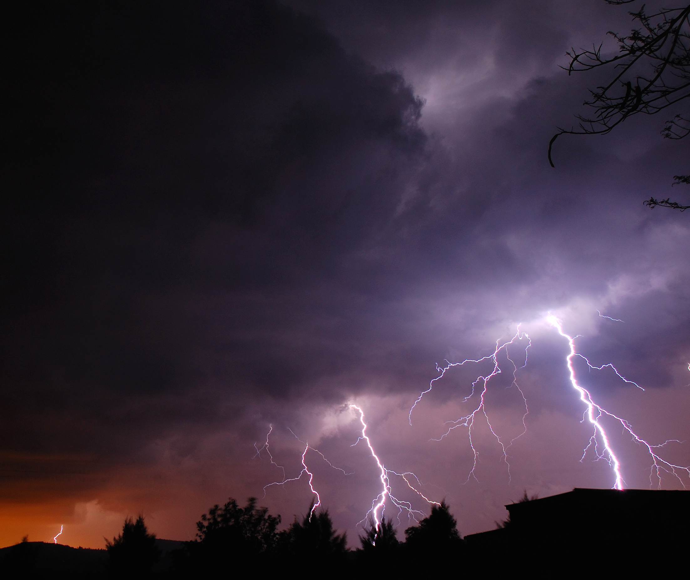 Lightning and clouds during a thunderstorm