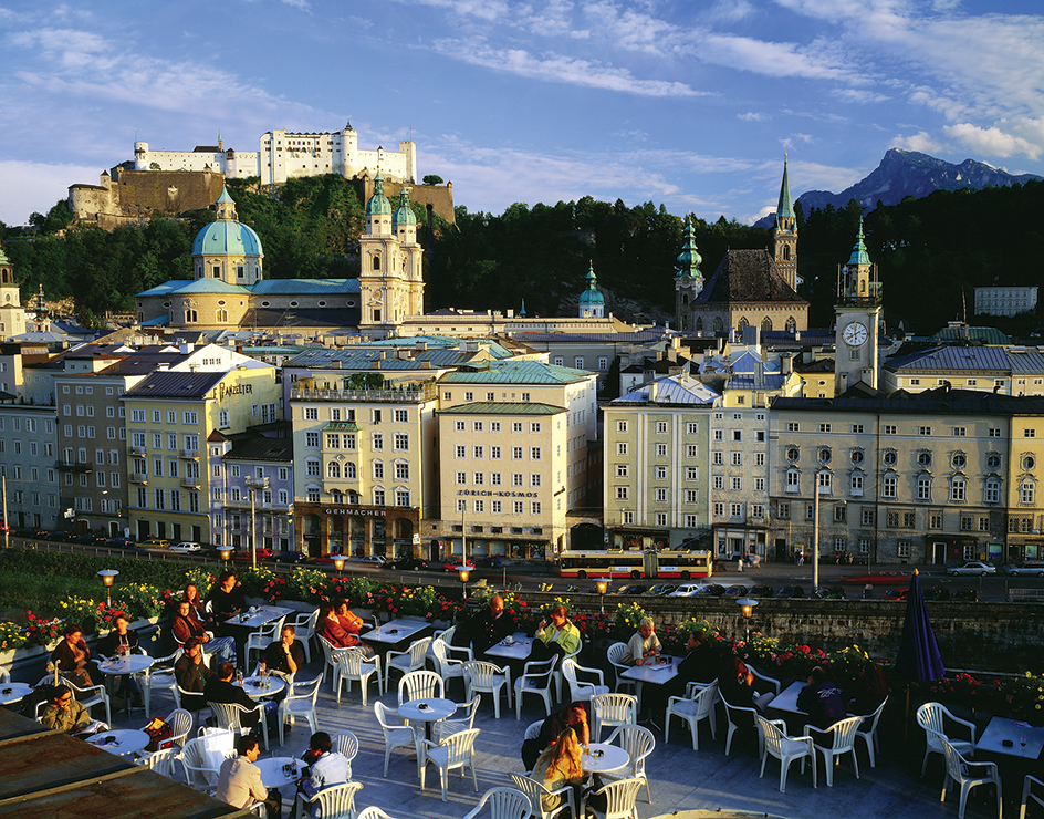 Outdoor cafe in Salzburg, Austria