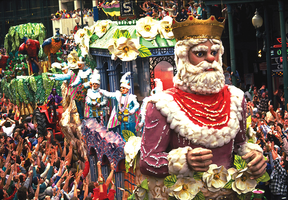 Colorful float in the Rex Mardi Gras parade