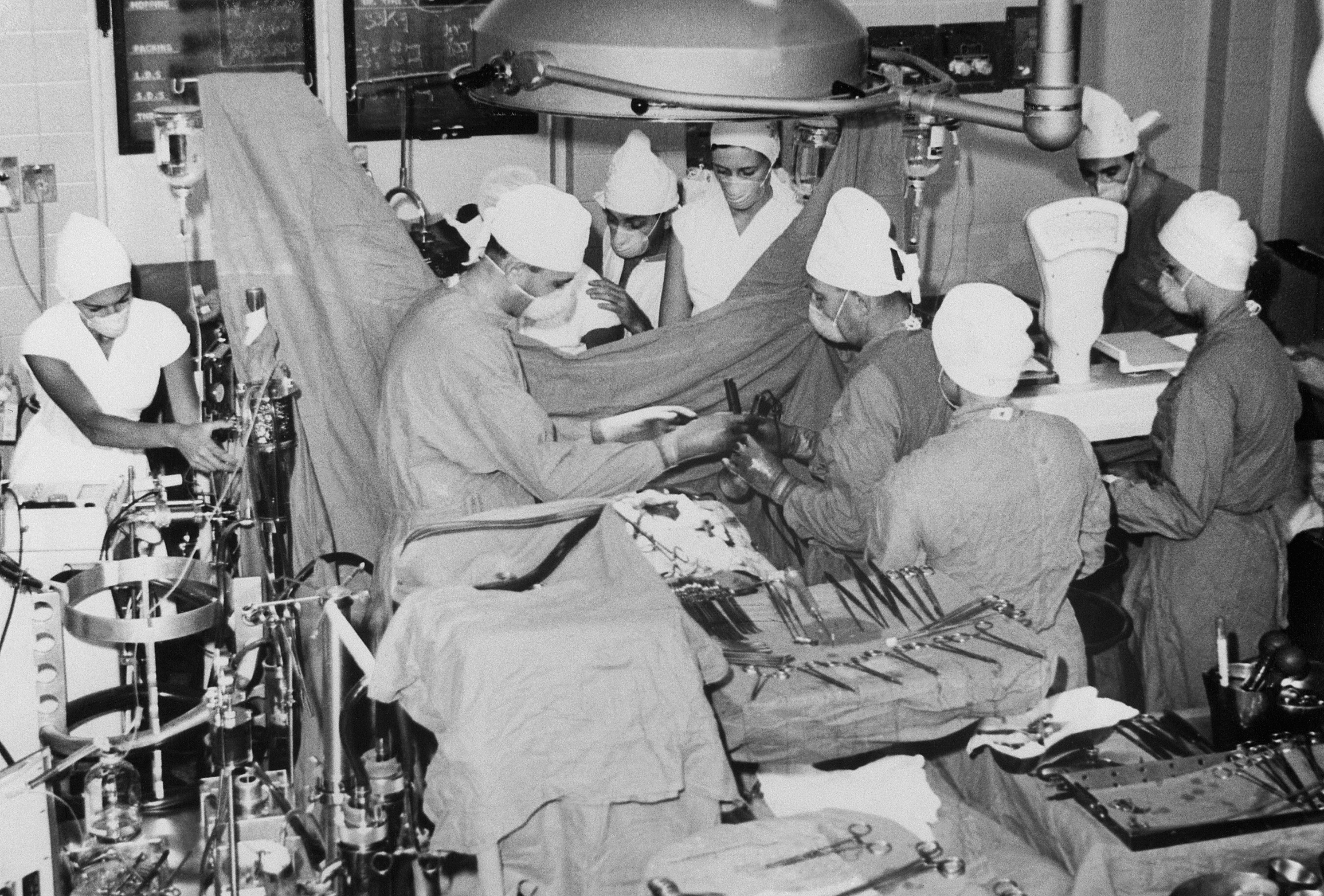 Dr. Christiaan Barnard performing open-heart surgery