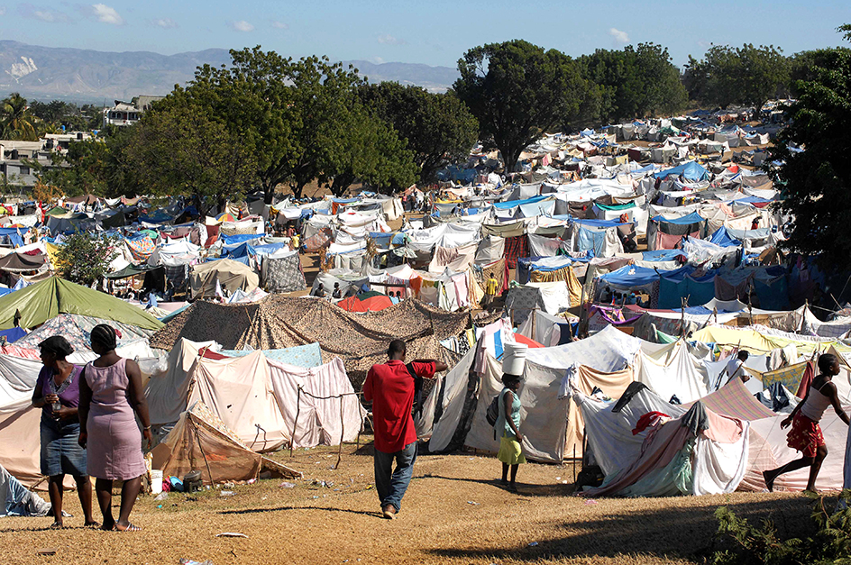 Survivors living in tents in Port-au-Prince