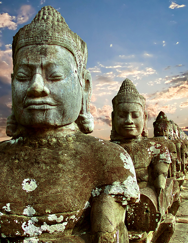 Statues at Angkor Wat in Cambodia