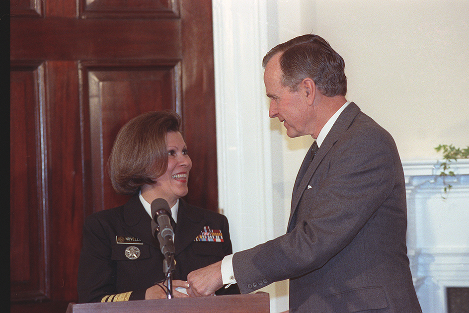 Antonia Coello Novello with George Bush