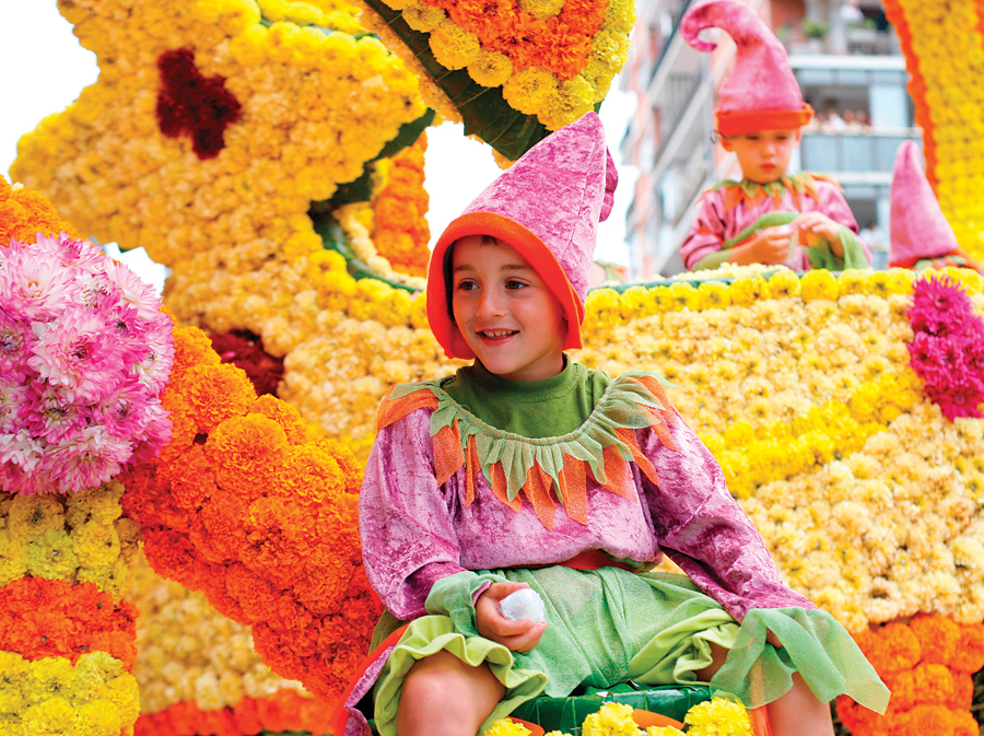 Flower-covered float