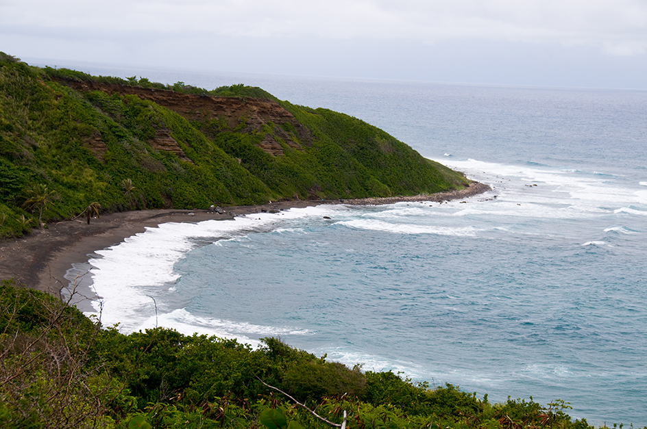 Black sand beach on the island of St. Kitts