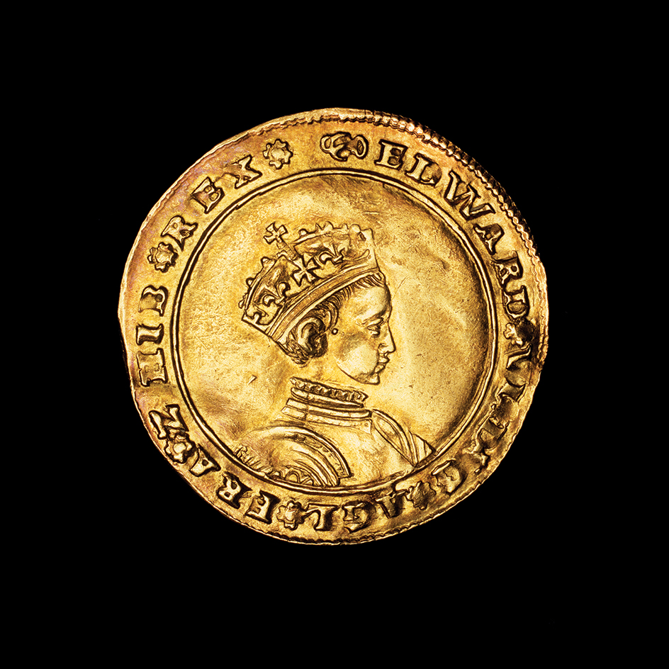 A gold half sovereign coin from England