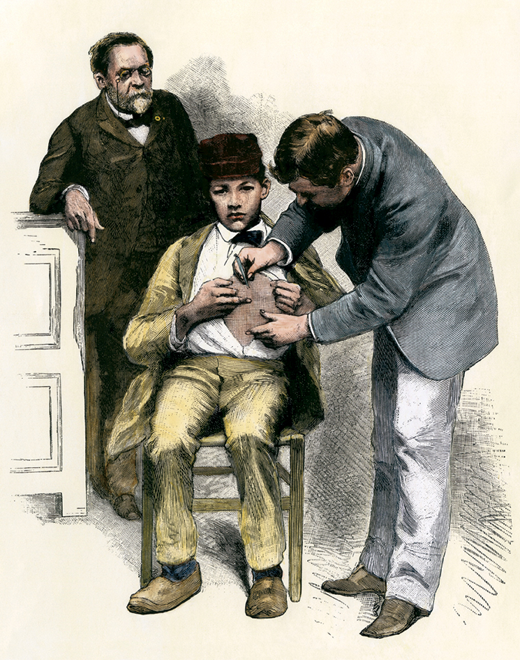 Louis Pasteur oversees a rabies vaccination