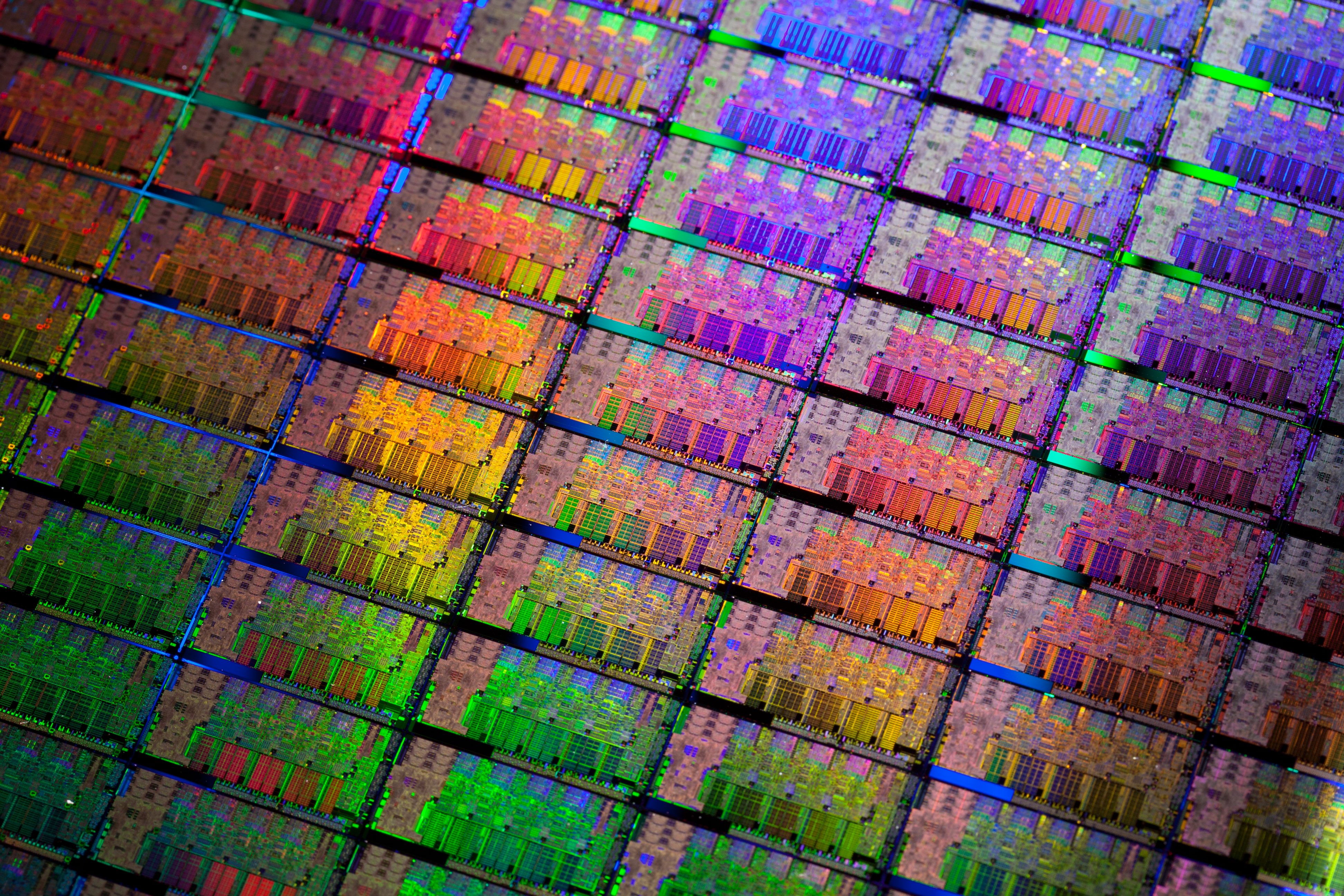 Microprocessors on a silicon wafer