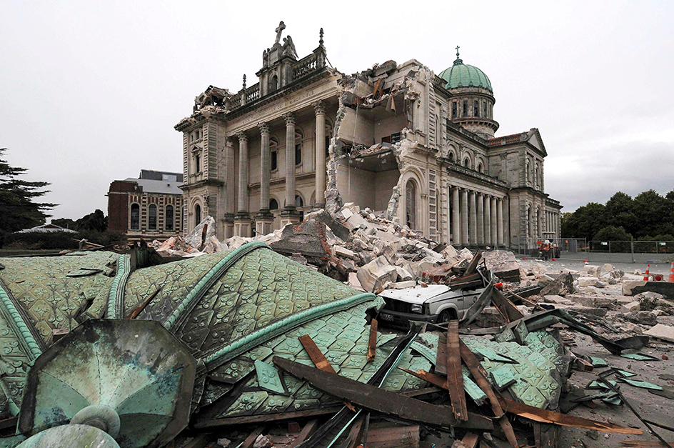 Cathedral of the Blessed Sacrament after earthquake